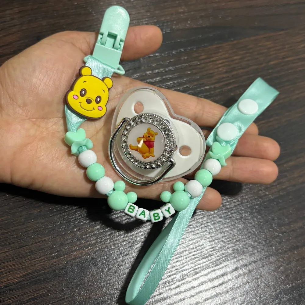 Luxurious zirconium baby nipple & nipple holder with cartoon print for chewing on baby's nipple Suitable for newborns Anti-drop