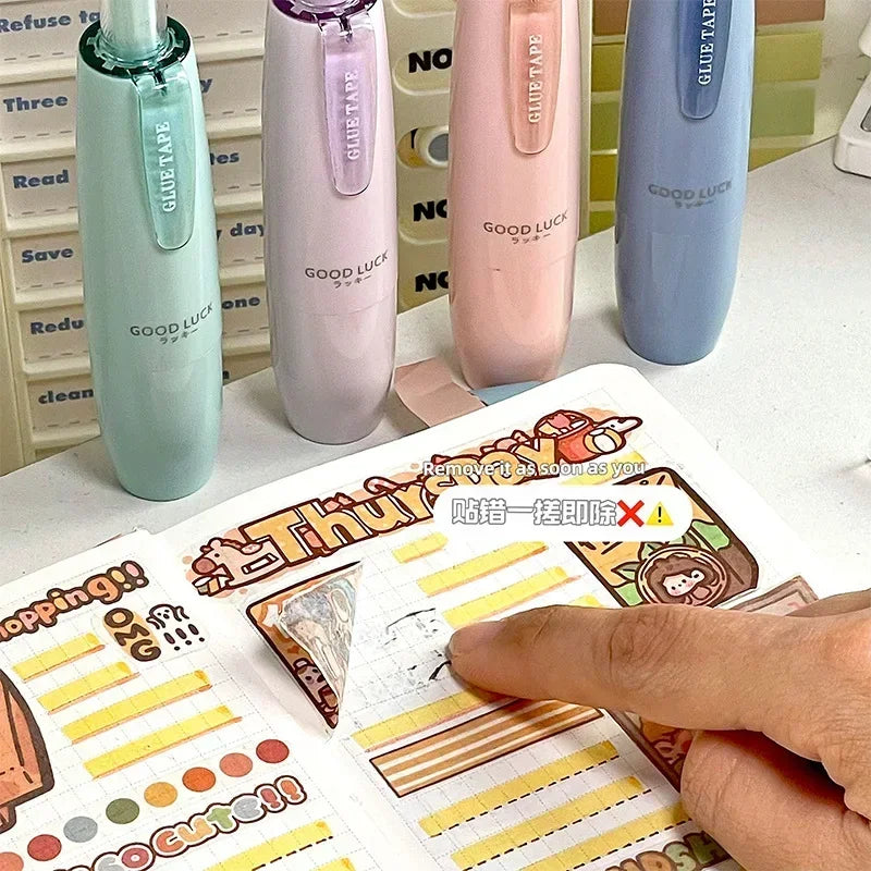 1 Pc Ins Simplicity Solid Color Double Sided Tape for Student Erasable Dot Glue Tape for Paste Non-sticky Note School Supplies