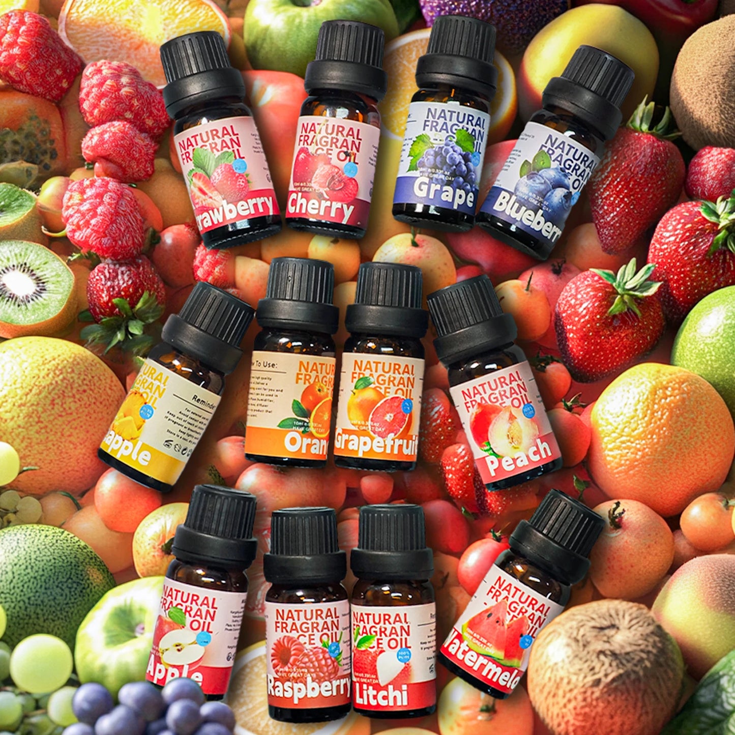 25Type Fruit Fragrance Oils Fruity Fragrance Oil For Diffuser Candles Making -Strawberry Lemon Peach Banana Mango