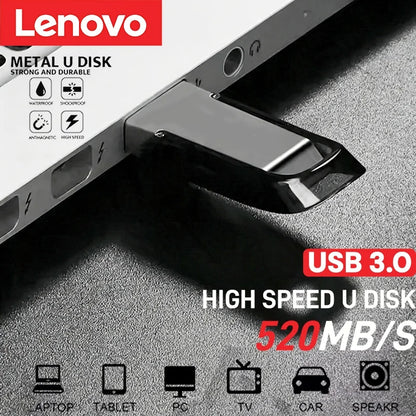Lenovo 2TB USB 3.2 Metal Flash Drives Super High Speed Pendrive 1TB 512GB Pen Drives Portable USB Stick For Car Phone Computer