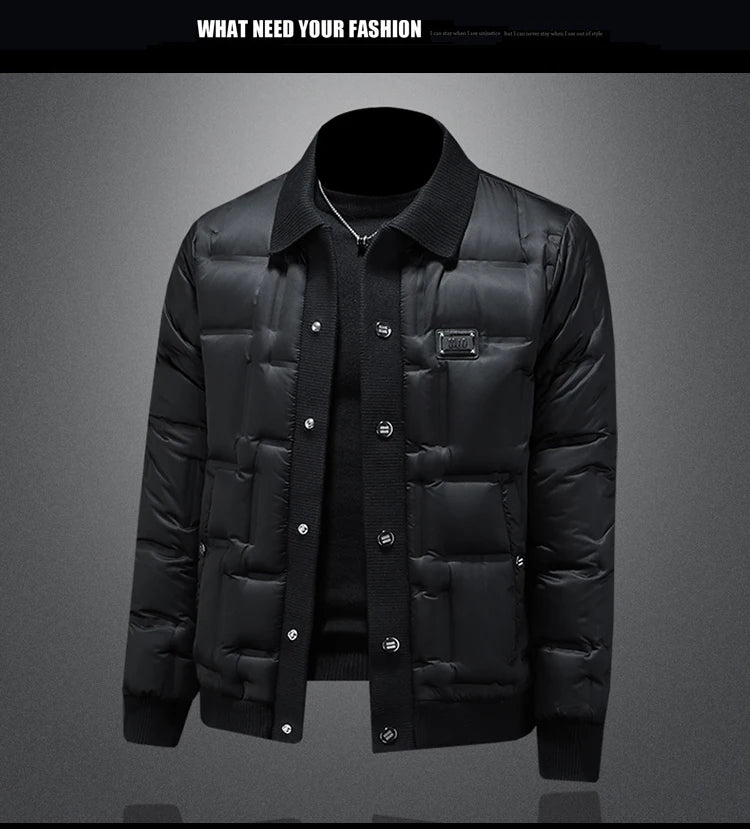 Minglu Autumn Winter Single Breasted Men's Jackets High Quality Solid Color White Duck Down Casual Down Male Coats Plus Size 5XL