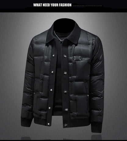 Minglu Autumn Winter Single Breasted Men's Jackets High Quality Solid Color White Duck Down Casual Down Male Coats Plus Size 5XL
