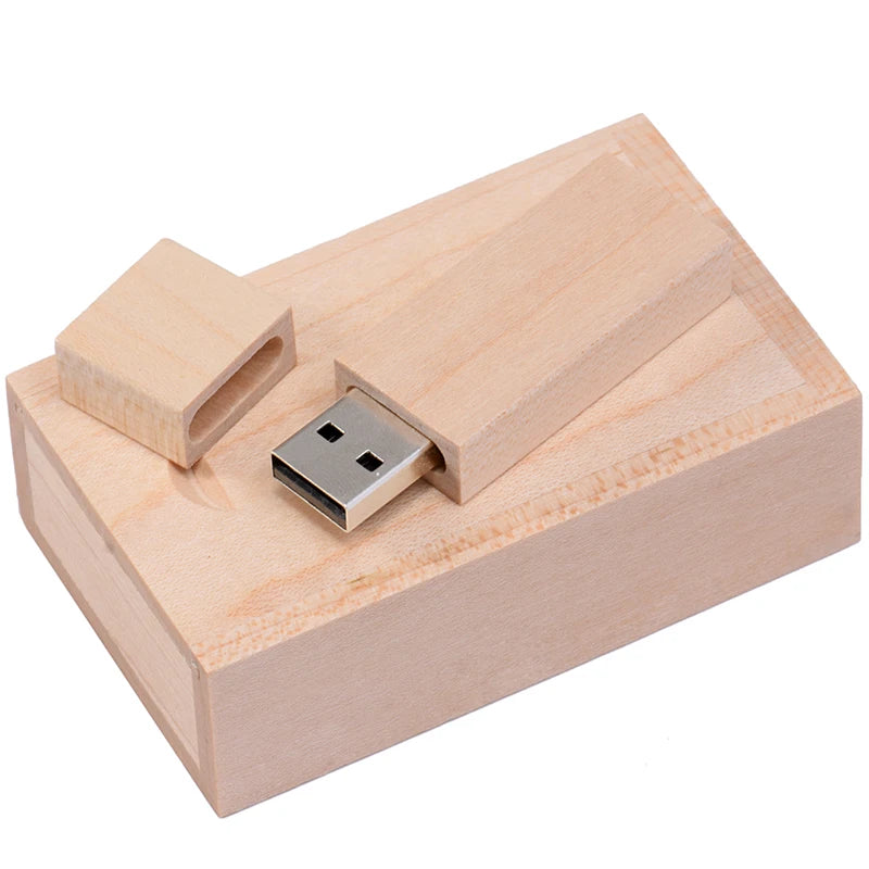 JASTER Free Custom Logo Photography Wedding Gift USB Flash Drive 128GB Wooden 64GB Box Pen Drive Maple Memory Stick 32GB 4G 16GB