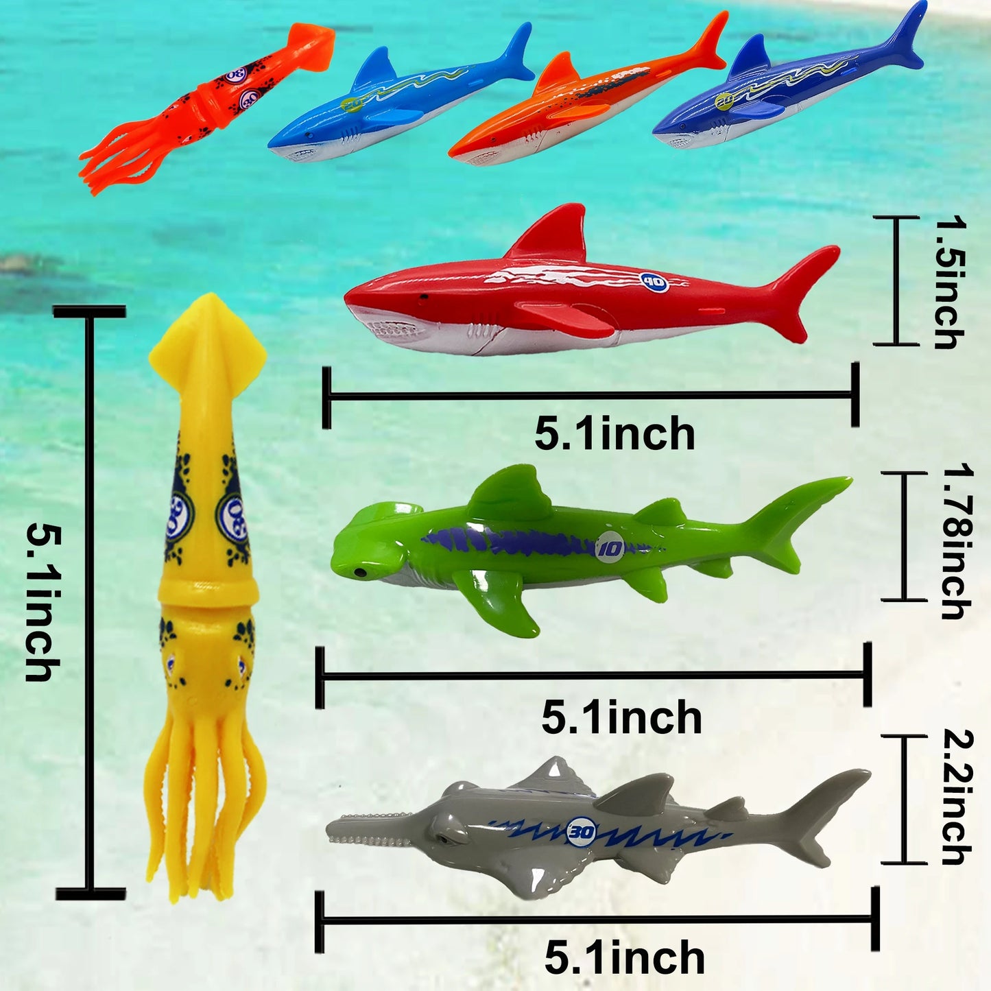 Summer Diving Training Toys Torpedos Sharks Octopus Underwater Water Games Training Swimming Pool Gifts Set Toys For kids