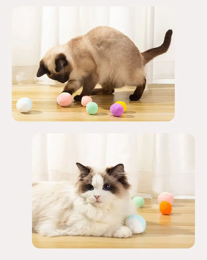 20/100/200/300/500pcs Cat Toys Cute Funny Stretch Plush Ball Cat Toy， Ball Creative Colorful Interactive Cat Puff Balls Chew Toy