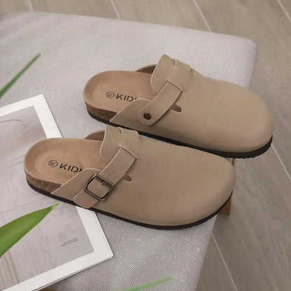 Shevalues Men's Suede Clogs Soft Leather Mules Men New Summer Men Cork Sandals Comfort Slip On Unisex Clogs With Arch Support