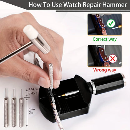 11pcs Watch Link Removal Tool Kit, Watch Band Tool Strap Chain Pin Remover Repair Tool Kit For Watch Band Strap Adjustment, Watc