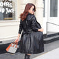 Top Compound lambskin leather jacket lady Free wash PU women clothing trench Long faux fur coat streetwear casaca para mujer