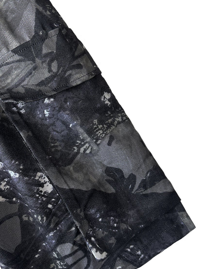 Men's fashionable workwear shorts, outdoor casual digital printed wide leg shorts, suitable for summer streetwear shorts, men's