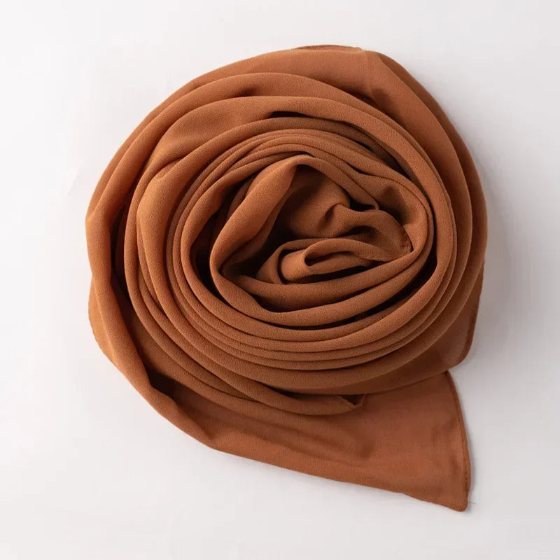 90*90cm Square Chiffon Hijab Scarf Women Solid Color Muslim Soft Head Scarf Islamic Shawls and Wraps Headband Musulman Scarves