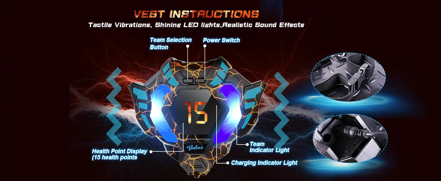 VATOS Team Battle Game Christmas Gift Infrared Laser Tag Guns Set Toy Rechargeable 2.4GHz Sync Machine Gun For Kids Boys Outdoor