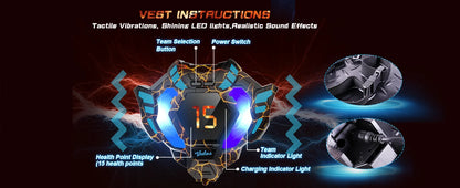 VATOS Team Battle Game Christmas Gift Infrared Laser Tag Guns Set Toy Rechargeable 2.4GHz Sync Machine Gun For Kids Boys Outdoor