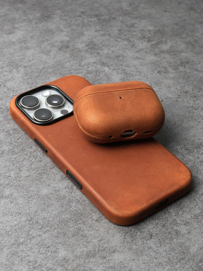 YMW Scratc Crazy Horse Genuine Leather Case for iPhone 17 16 15 Pro Max Magnetic PULL-UP Cowhide Phone Cover