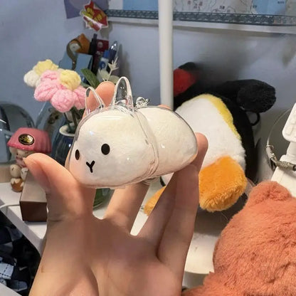 (HB05)Cartoon Pet Hair Memorial Transparent Storage Box Keyring Animal Rabbit Fur Organizer Keychain Bag Pendant Pet Souvenir