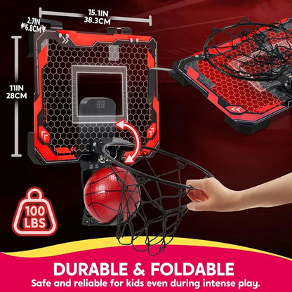 JOYFY Mini Indoor Basketball Hoop Light Up Over The Door Basketball Hoop for Kids Bedroom Basketball Birthday Chirstmas Gifts