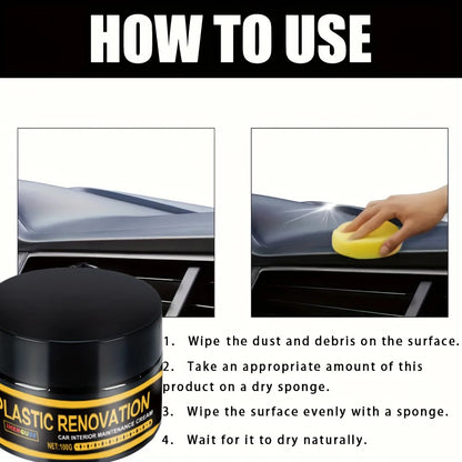 1 Piece 100g Car Plastic Repair Agent Recovery Black Luster Car Interior Leather and Panel Update Wax Coating Car Polishing and Repair Coating Cleaning Rejuvenation Repair Wax