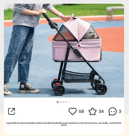 Pet cart Lightweight foldable out Pet cart Small dog cart Separable basket pet carriers and travel gear
