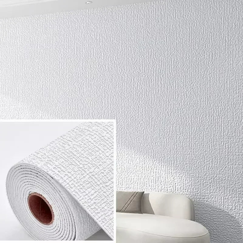 Self-Adhesive 3D Linen Foam Wall Sticker PVC Moisture-proof Wallpaper for Living Room Bedroom Bathroom Dormitory Home Decoration