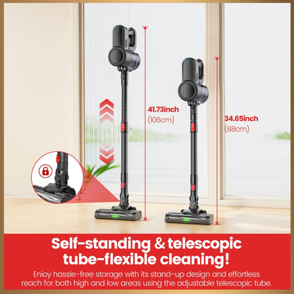 LAMZIEN V8 Cordless Vacuum Cleaner, 45000PA/40Min Runtime, Efficient HEPA Filtration, New Brushless Motor, Self-Standing, Vacuum Cleaners for Home/Pet Hair/Carpets/Floors