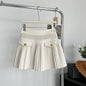 New Fashion Korean Elegant Pleated Mini Skirts Women Vintage Buttons Woolen Solid A-line High Waist Short Skirt Autumn Spring 