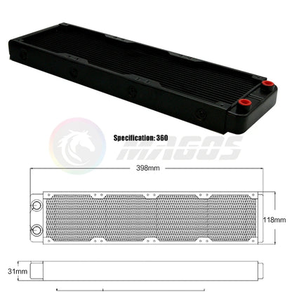 PC Water Cooling Radiator Aluminum For CPU GPU RAM Heatsink Exchanger Fan Cooler 60/80/90/120/240/360mm Black/White