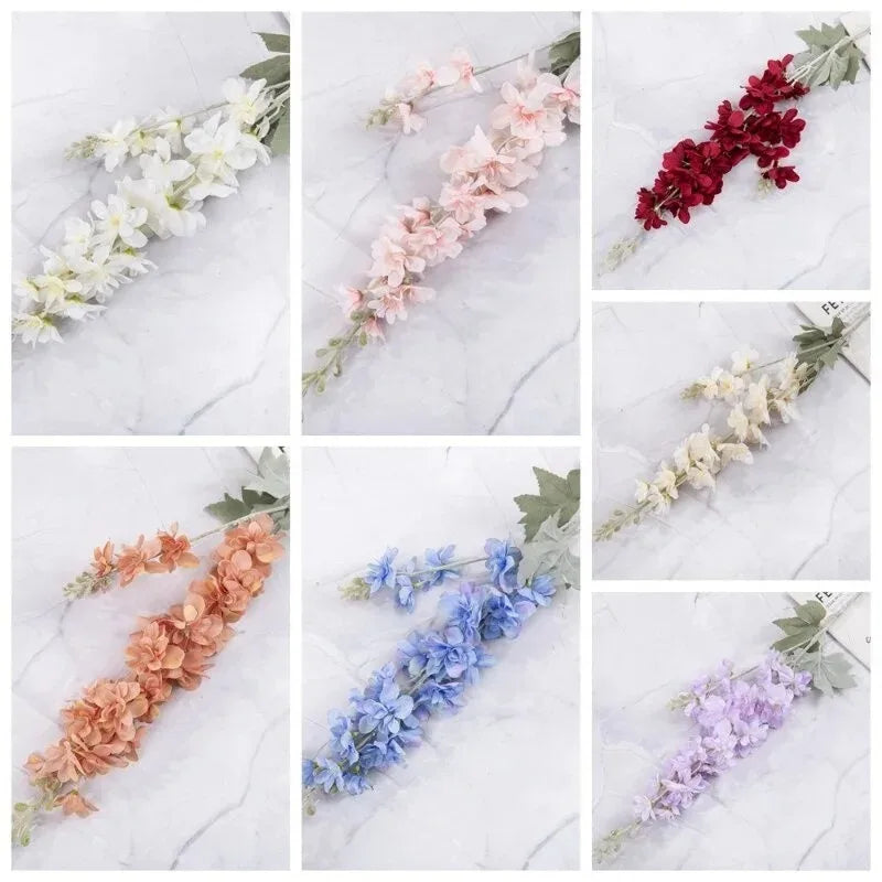 Artificial New Flowers Delphinium Flower Branch Fake Leaf Wedding Decoration Outdoor DIY For Home Decorative Vase Accessories