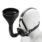 Fetish Toilet Funnel Open Mouth Gag Mask Hood PU Leather BDSM Funnel Oral Enema Drool Plug Gag Head Harness Bondage Adult Game