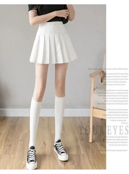 Preppy Style Women Pleated Skirt High Waist A-Line Mini Skirt School Girl Skirt JK Uniform Skirt Skater Skirt Black Plus Size
