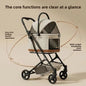 Breathable Large Space Pet Stroller One-Click Foldable Detachable Hand Cart For Dogs Cats Outdoor Travel