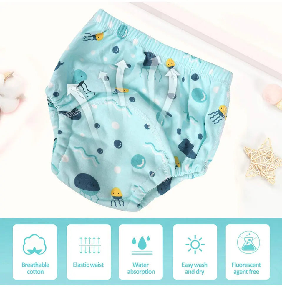 Baby Reusable Potty Training Pants Toddler Cotton Ecological Cloth Diaper Panties Waterproof Washable Nappies Boy Girl Underwear