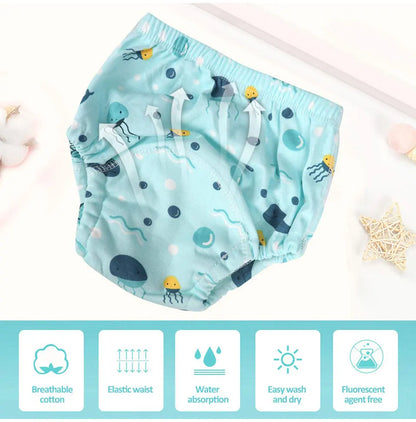Baby Reusable Potty Training Pants Toddler Cotton Ecological Cloth Diaper Panties Waterproof Washable Nappies Boy Girl Underwear