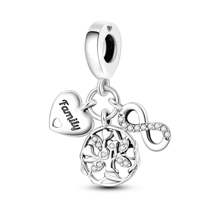 Original 925 Sterling Silver Charm Beads Clover Sunflower Tulip Carnation Pendant For Women Jewelry Fashion Gift