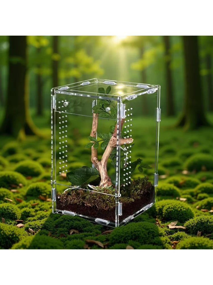 Reptile Enclosure Front Opening Escape Proof Habitat Acrylic Jumping Spider Habitat for Observation Home Pet Store Bedroom
