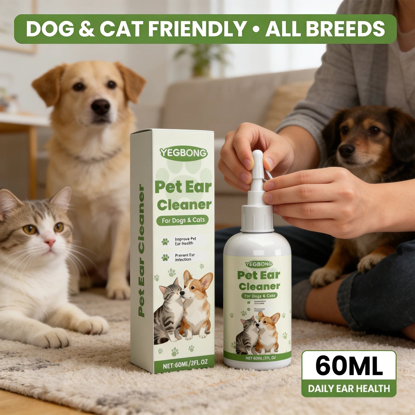Pet Care Ear Drops Gently Cleaning Earwax Eliminating Odors Reducing Mite Infection Relieve Itching and Discomfort Pet Ear Fluid