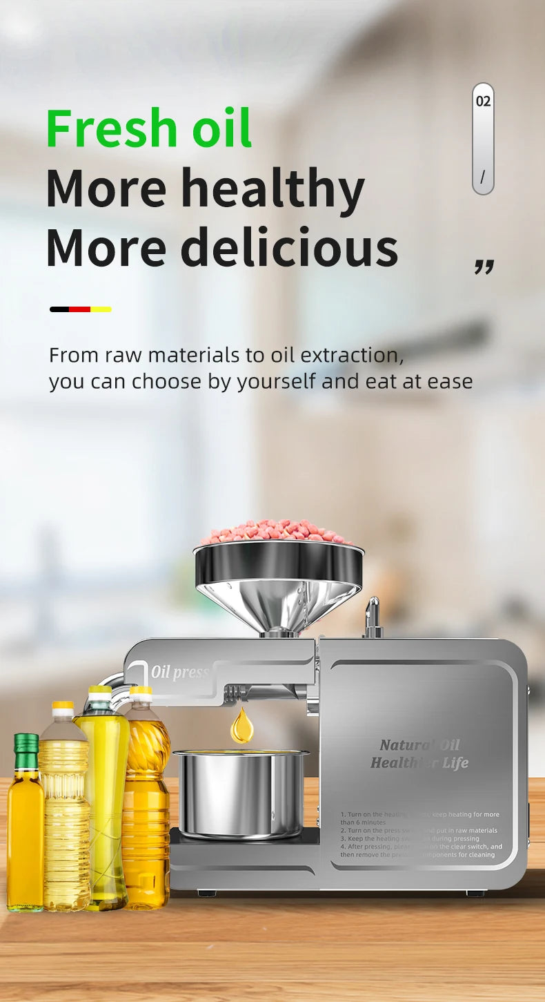 DIVEDEER New T1 Temperature Control Stainless Steel Hot and Cold Household Intelligent Small and Medium-sized Oil Press Machine