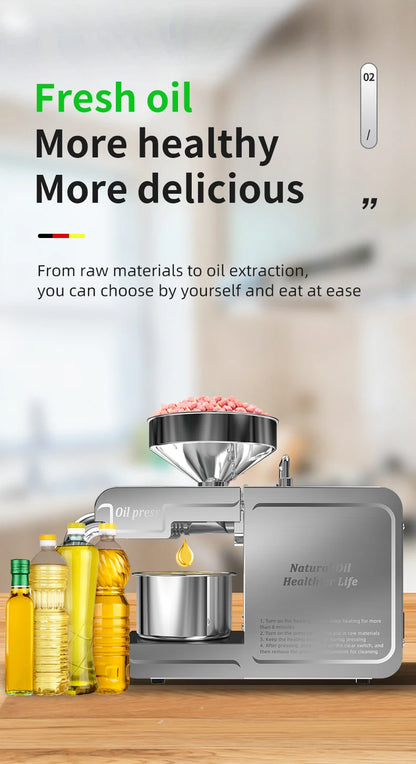 DIVEDEER New T1 Temperature Control Stainless Steel Hot and Cold Household Intelligent Small and Medium-sized Oil Press Machine