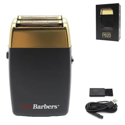 New 11000 RPM 7W Pop Barbers P620 Professional Electric Men's Beard Trimmer Double Foil Shaver Electric Shaver USB Hair Clipper