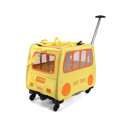 Multifunctional Pet Travel Trolley Case Portable Cat/Dog Carrier Bag Zipper Closure-Foldable Solid Pet Luggage Outdoor Travel