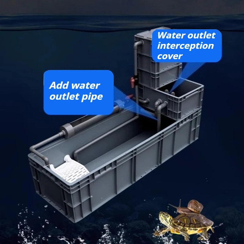 Oxygenate Turtle Terrariums Fliter Cultivation Turnover Box Multifunctional Large Space Fliter Box Turtle Fish Ecological Tank