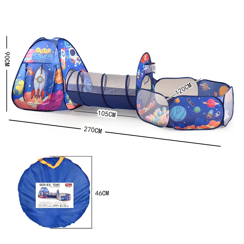 3In1 2.7M Children Ball Pool with Basket Portable Baby Pit Crawling Tunnel Balloon Playpen Tent Kid Indoor Outdoor Yard Toy Gift