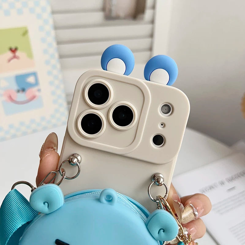 For iPhone 17 16 15 14 13 12 11 XR Xs 6 6s 7 8 SE Pro Max mini Plus e Capybara head Wallet Case With Accessories