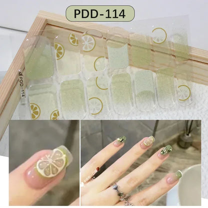 1PC Gel Nail Sticker Patch Slider Flower Gradient Color Back Glue Full Cover Waterproof Gel Nail Sticker UV Lamp Curing Manicur