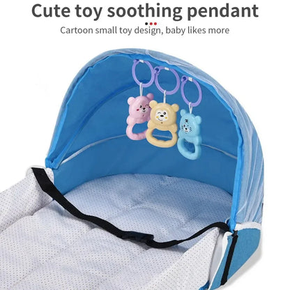 Folding Anti-crush Baby Crib Convenient Bed Middle Bed with Mosquito Net Comfortable Mattress Travel Crib for Newborn Baby Bed