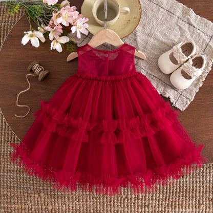 Baby Girl Dress Summer New Sweet Bow Children'S Clothing Suitable For Birthday Parties (9 Months -3 Years Old)
