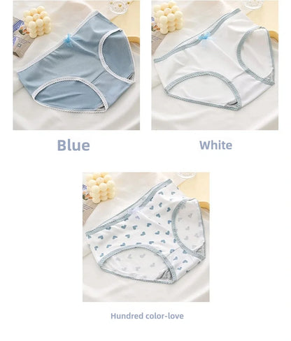 5pcs Women’s Soft Breathable Briefs Heart Plaid Print Panties Comfortable Intimates for Daily Wear