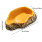 Multi-functional Reptile Feeding Bowl Multicolor Tree Stump Shape Crawler Water Basin Faux Stone Leak Proof