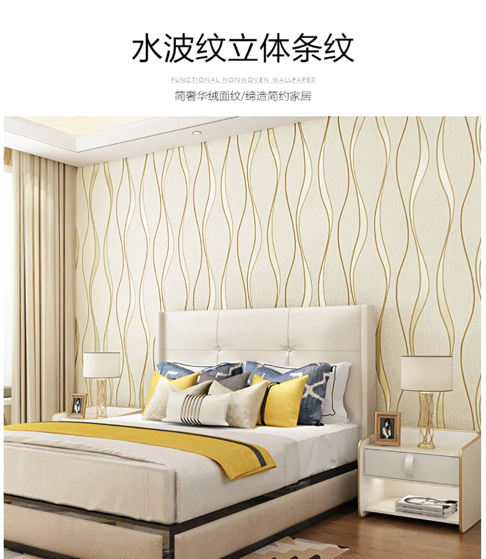 3D Wallpaper Stripe Wallpaper Living Room Background Wallpaper Curve Stripe TV Background Wallpaper Decoration Salon Maison Luxe
