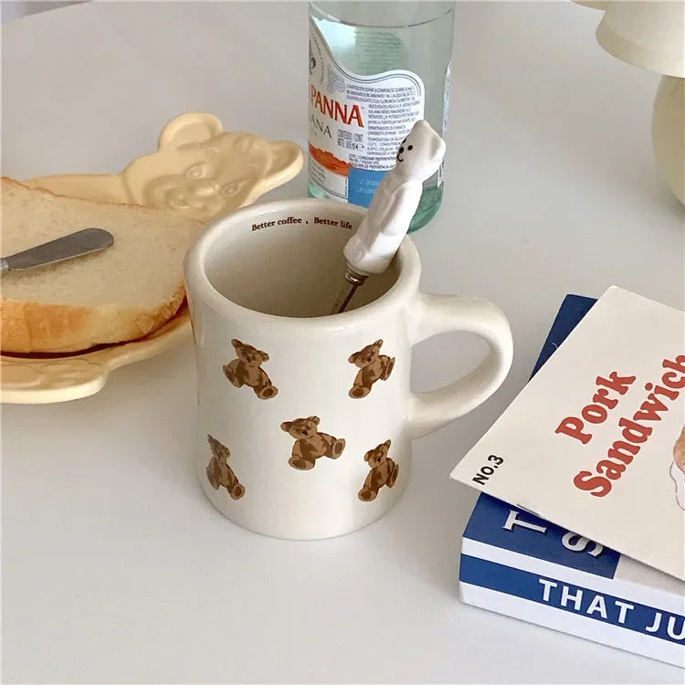 Ceramic Coffee Mug Cartoon Bear Chocolate Bear Mugs Girl Retro Coffee Cup Afternoon Tea Cute Ceramic Mugs Cute Coffee Mug Cup