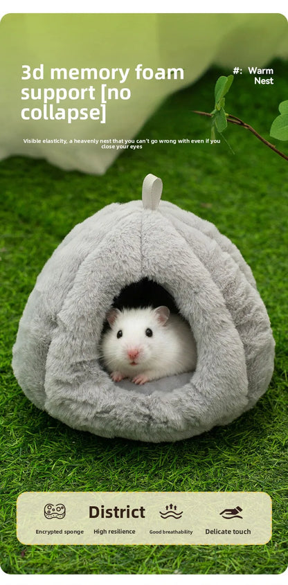 Small Pet Winter Warm Nest Rabbit Fleece Hamster House Gerbil Hideout Plush Mouse Sleeping Cave for Hamsters Mice