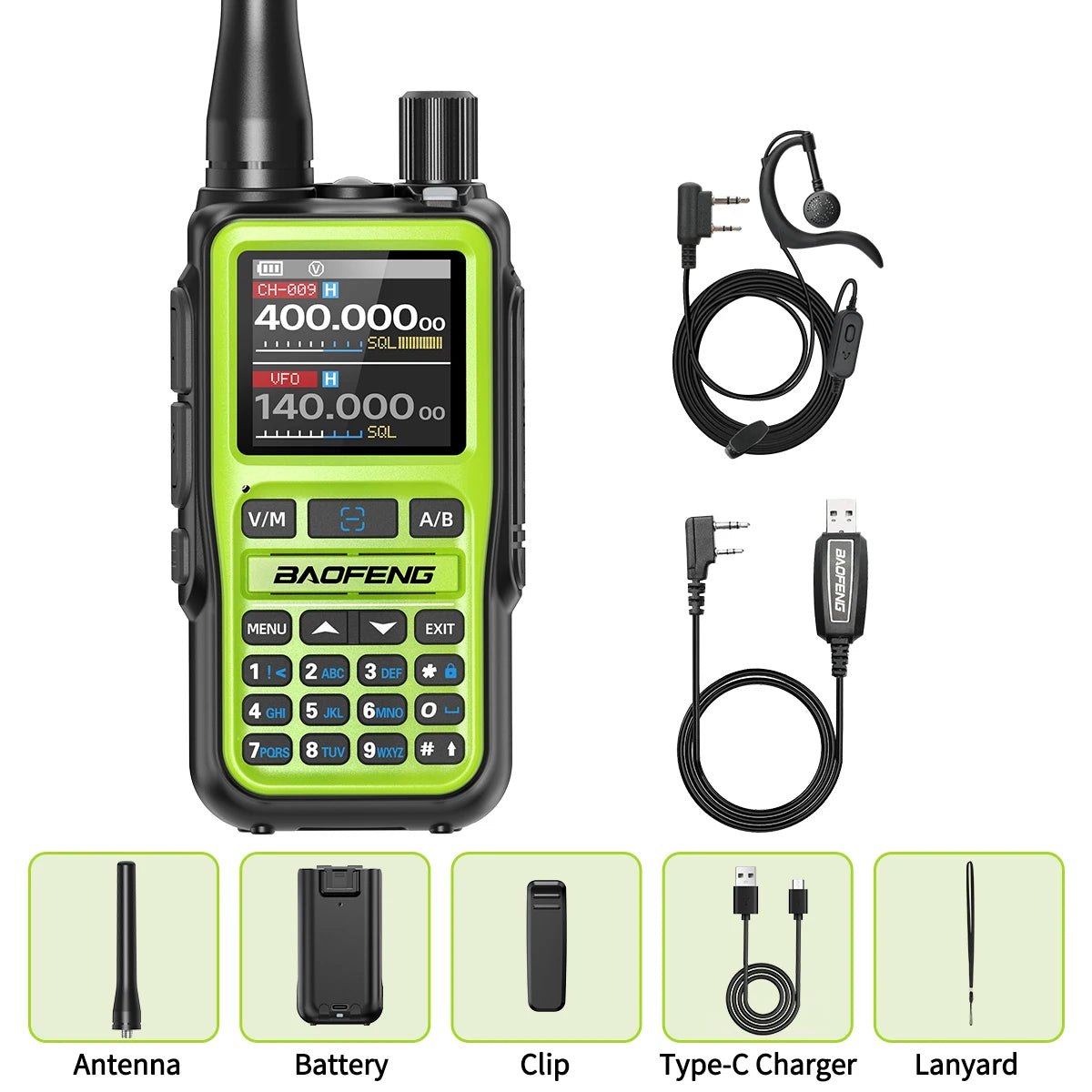 Baofeng UV-5R Mini Walkie Talkie Bluetooth Programming Wireless Copy Frequency Full Band 999CH AM FM Type-C Long Range Ham Radio